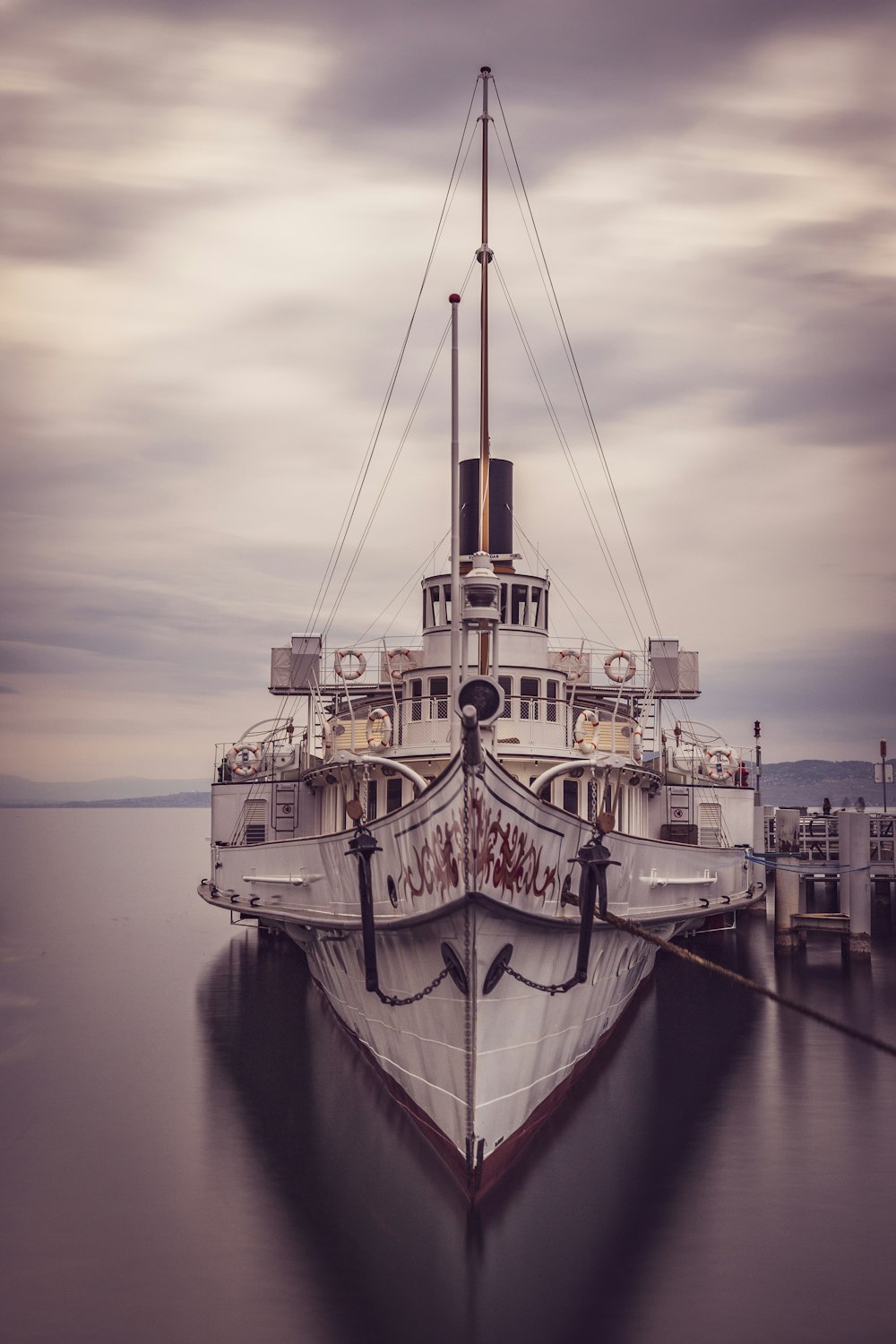 a large boat in the water