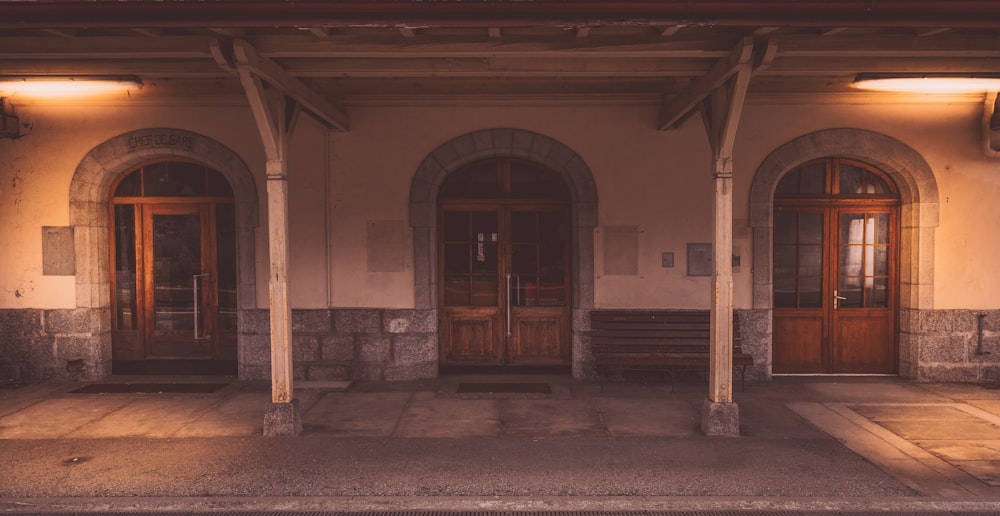 a building with multiple doors