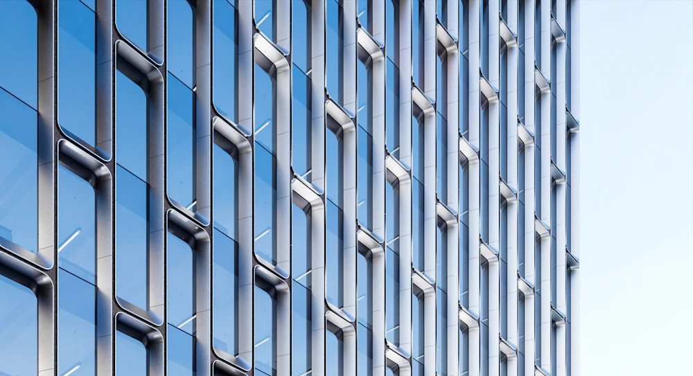 Glass office building facade