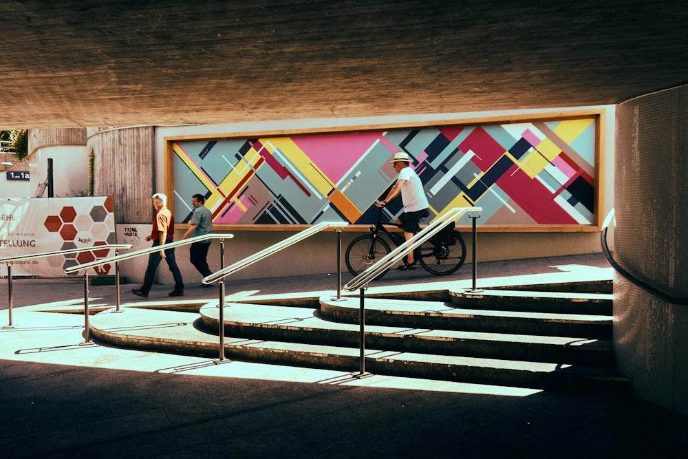 a person riding a bicycle on a ramp