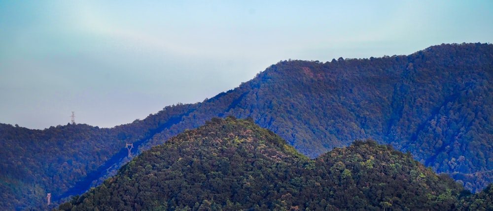 a landscape with hills and trees