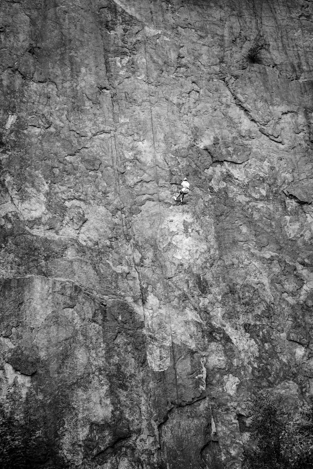 a person climbing a rock