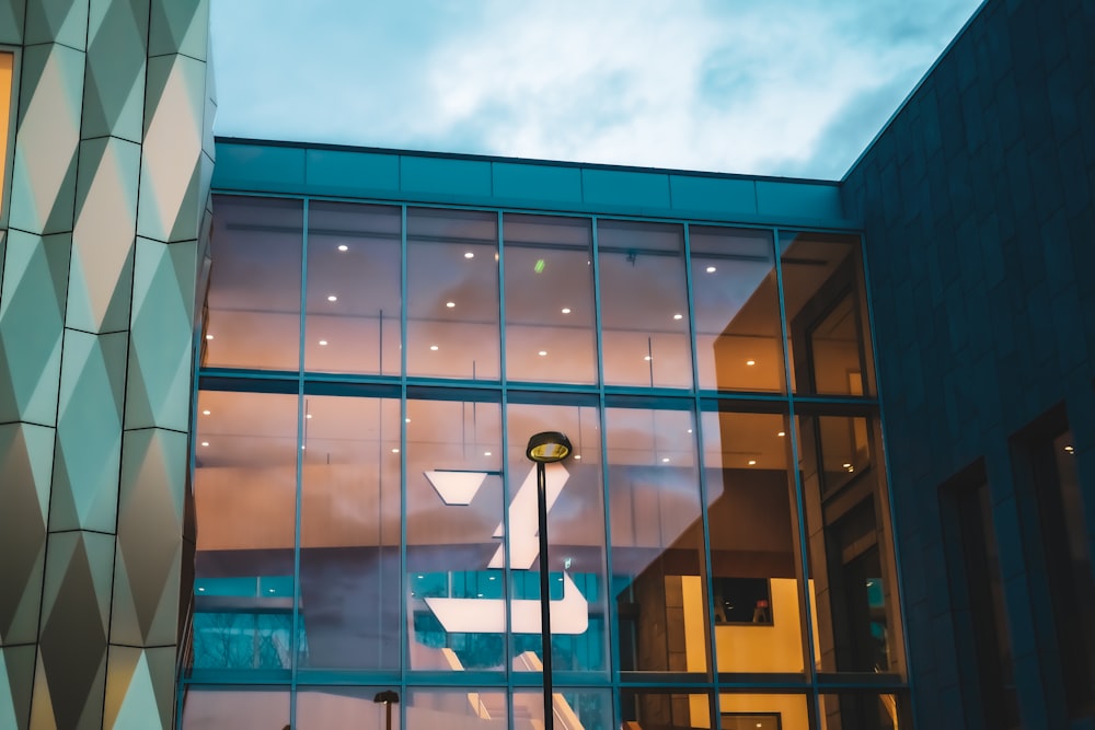 a building with a glass wall