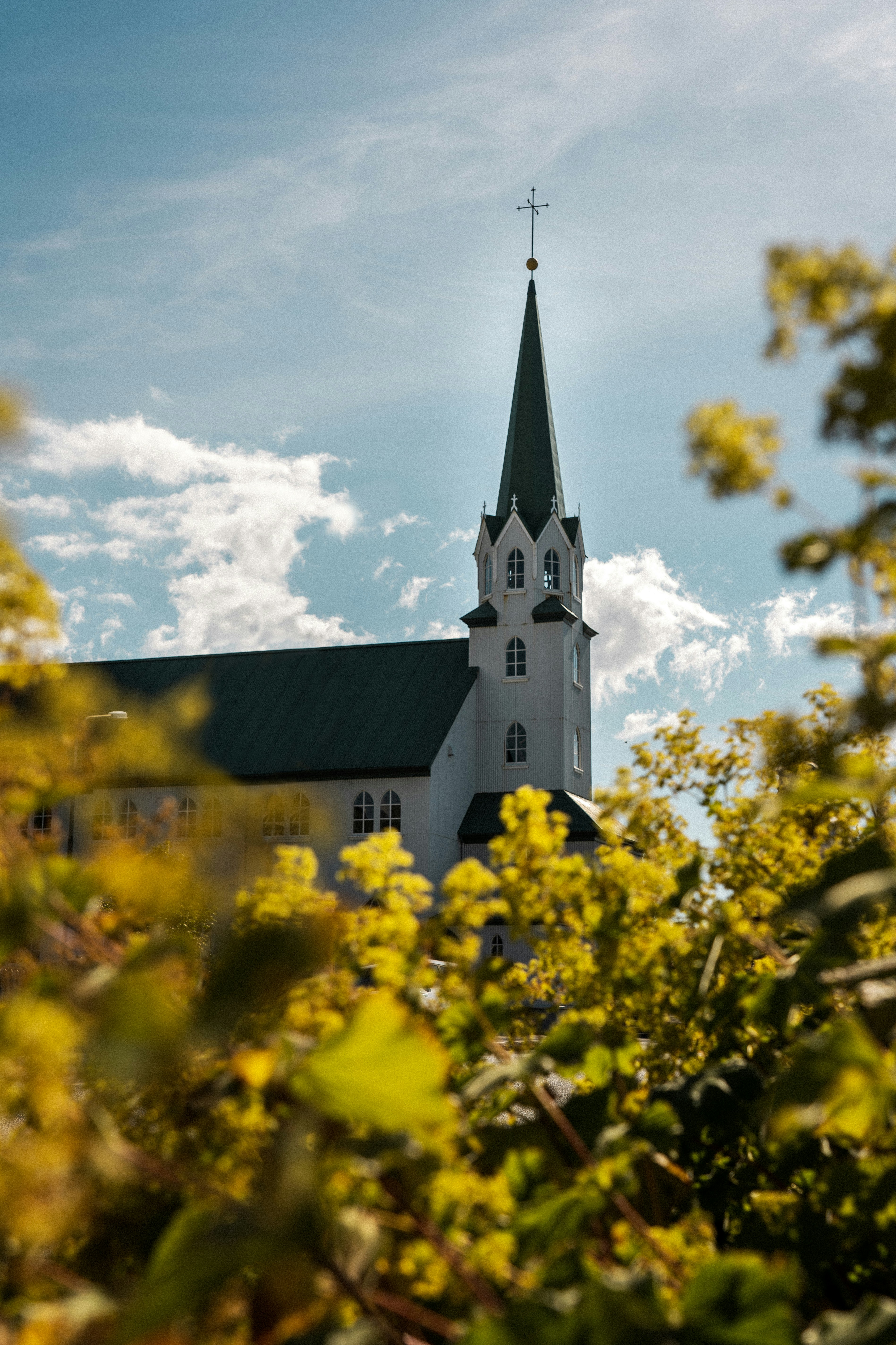 a church with a steeple