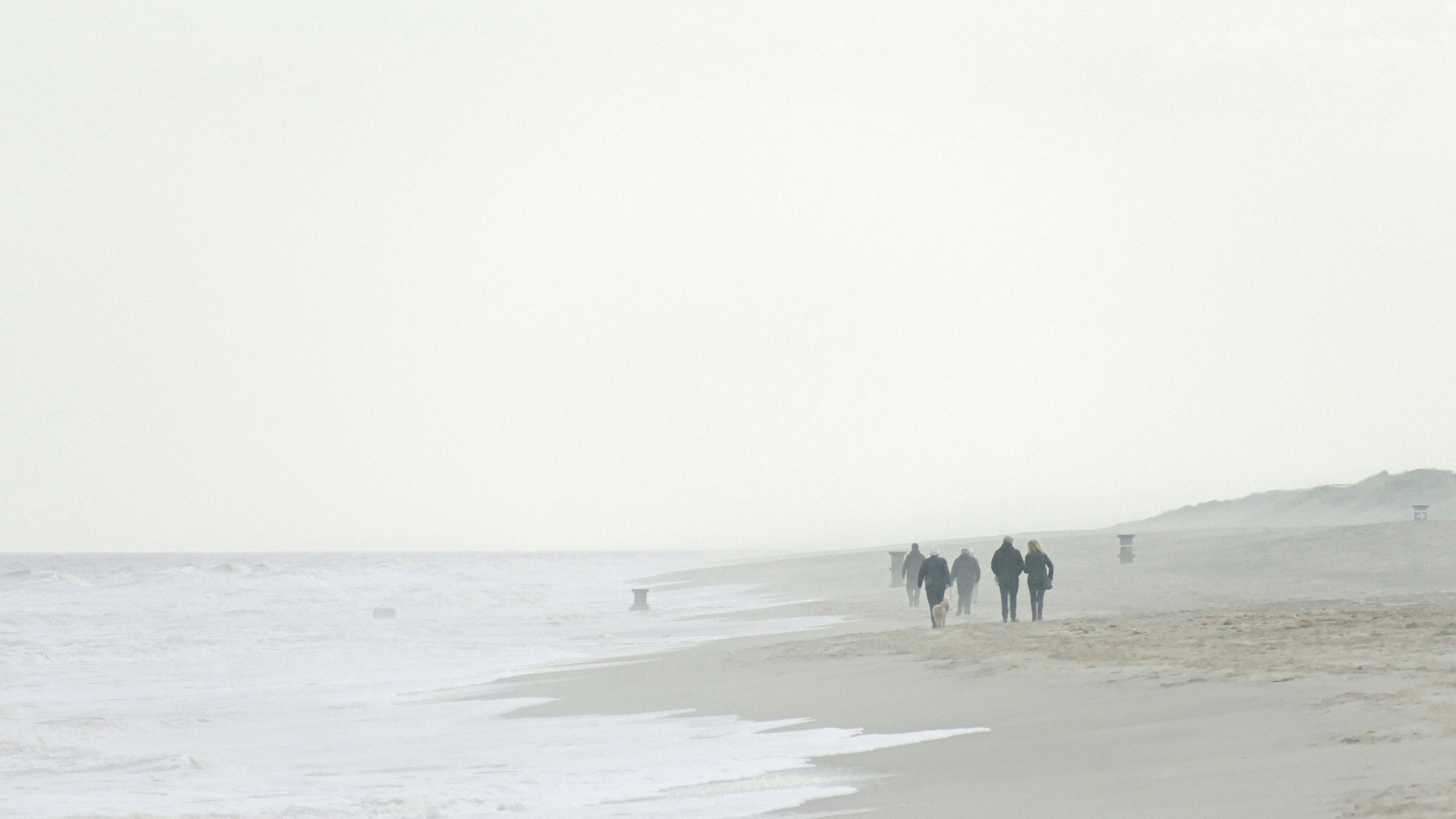 Un grupo de personas caminando por una playa