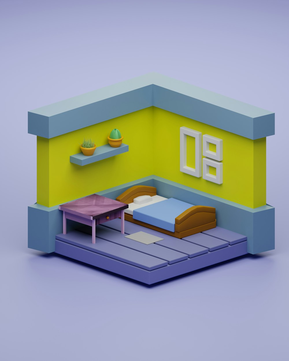a toy house with a bed and furniture