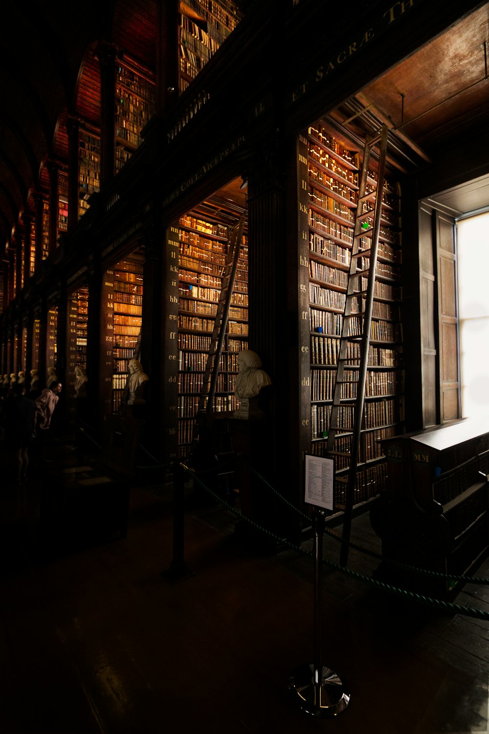 a room with books on shelves