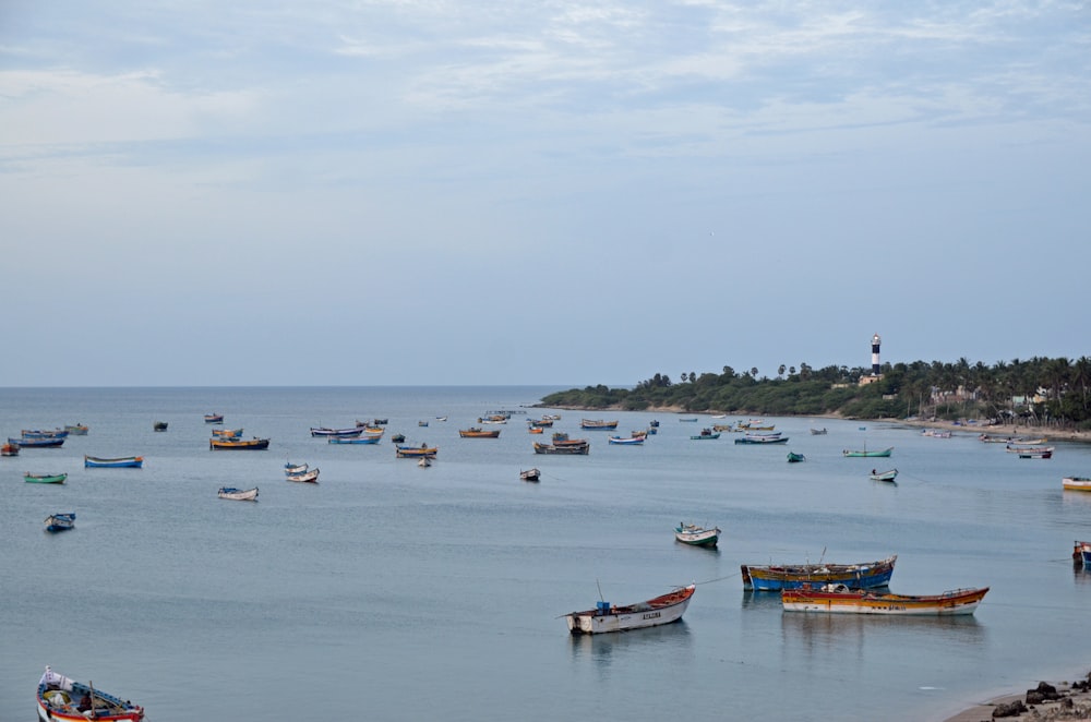 a large body of water with boats in it