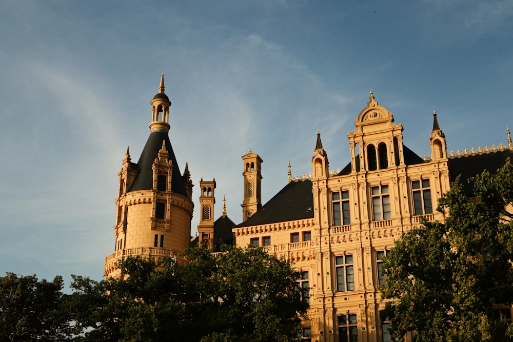 a large building with towers