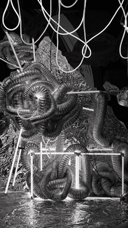 Futuristic electric power equipment setup glowing with blue neon lights