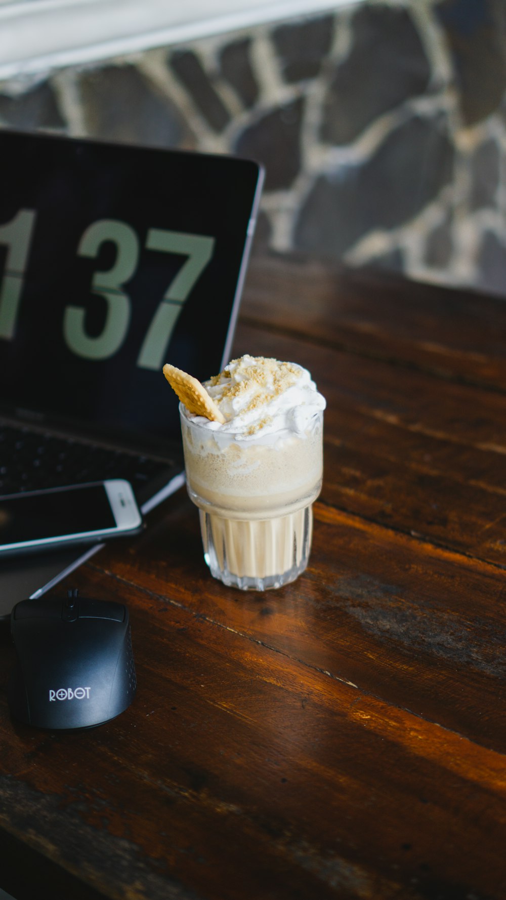 a cup of ice cream on a table