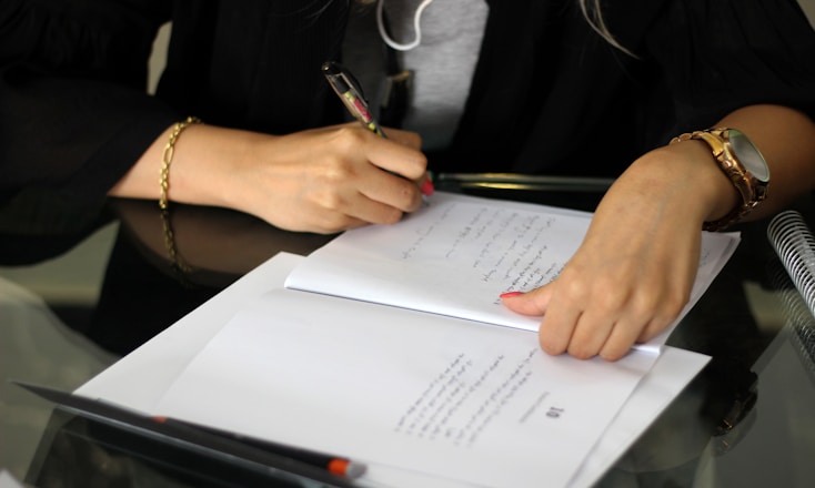 Woman doing mobile Notary