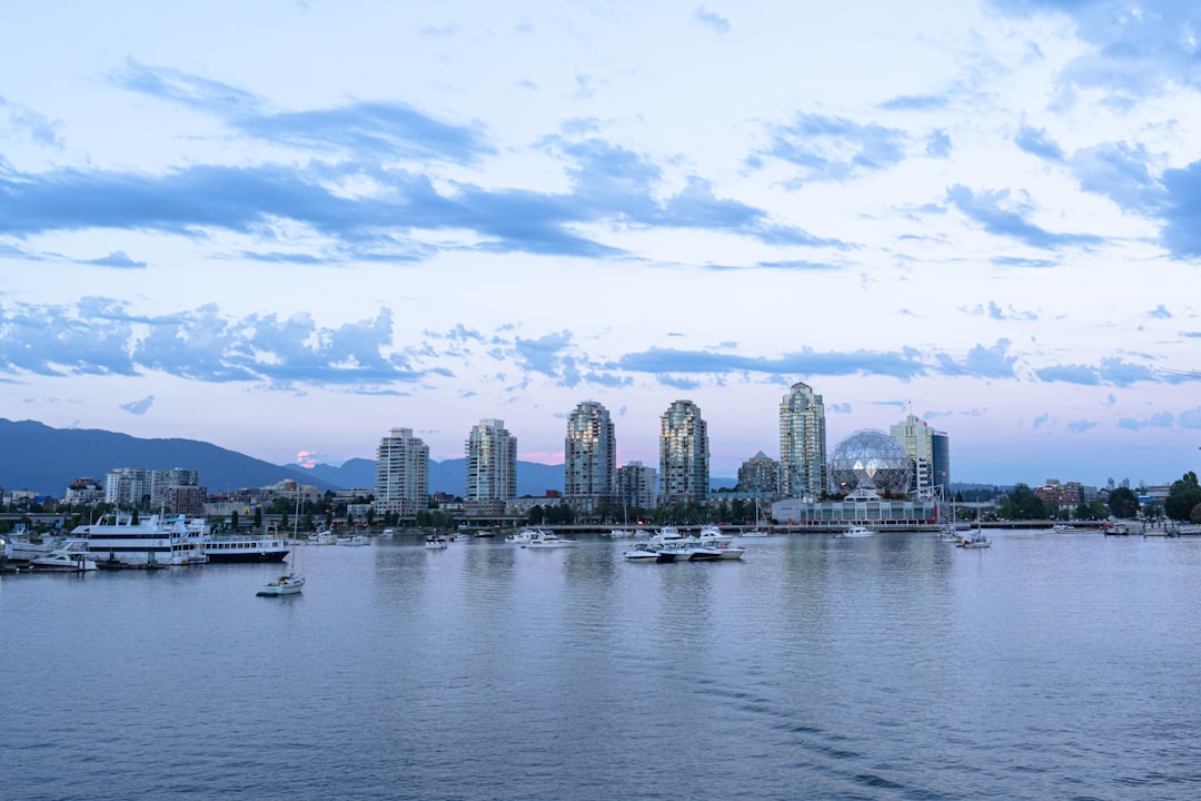 a city skyline with boats,