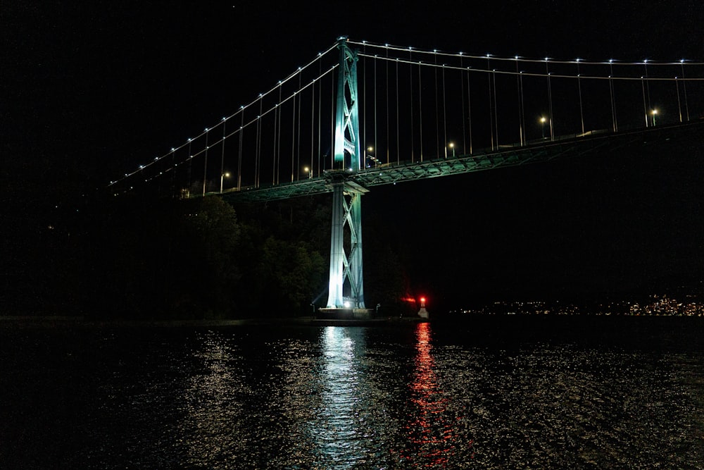 a bridge with lights at night