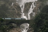a train going over a bridge