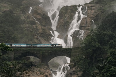 a train going over a bridge