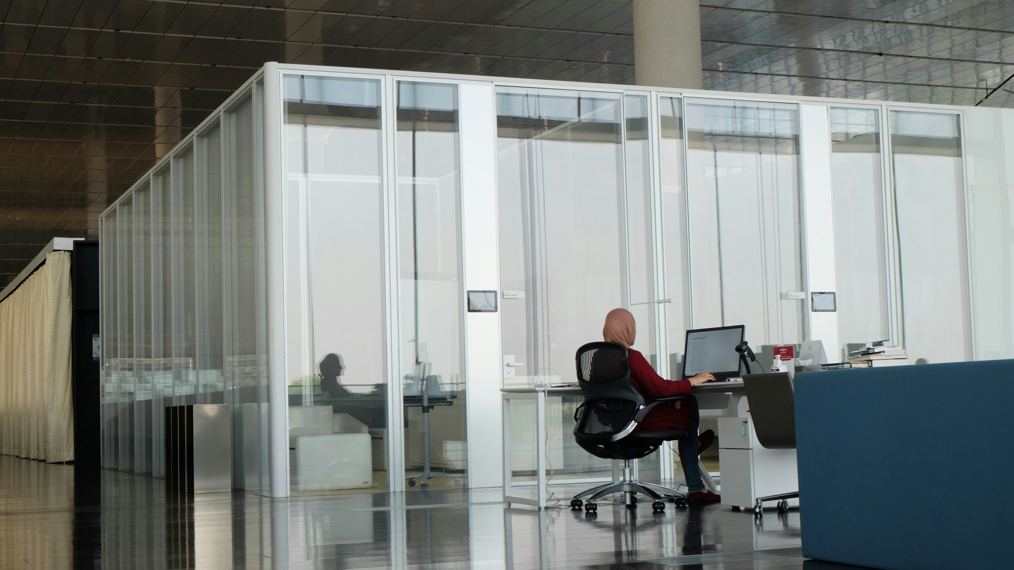 a person sitting at a desk
