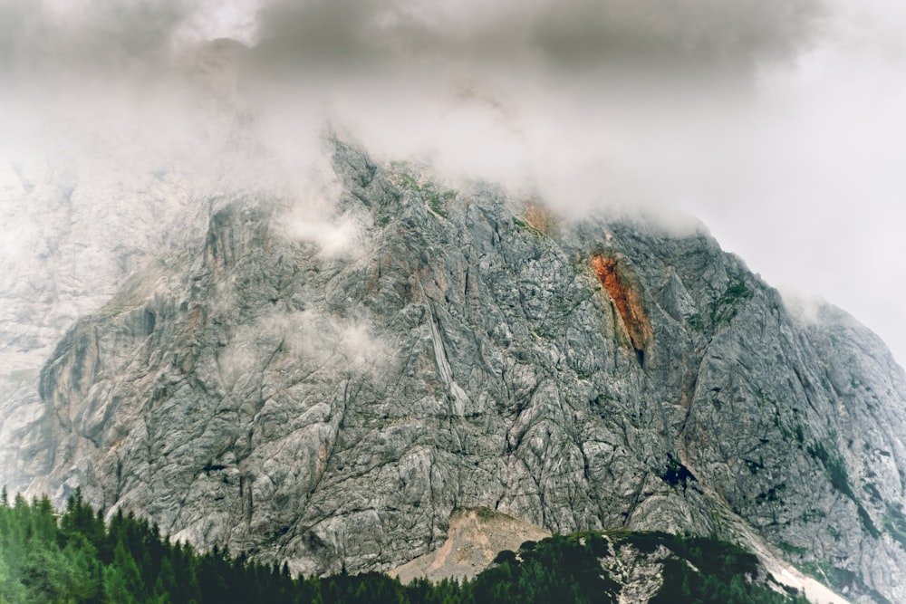 a mountain with snow