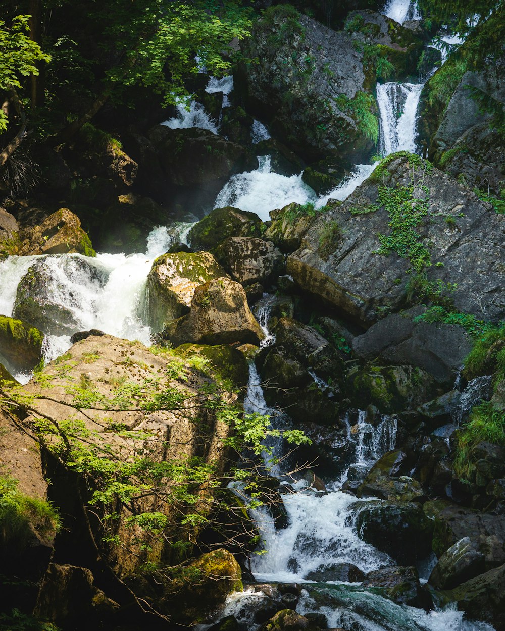 a waterfall over rocks