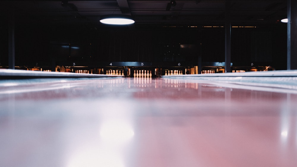 a bowling alley with a bowling alley