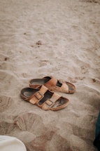 A welcoming image of a beach scene with sandals.