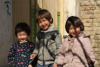 a group of children smiling