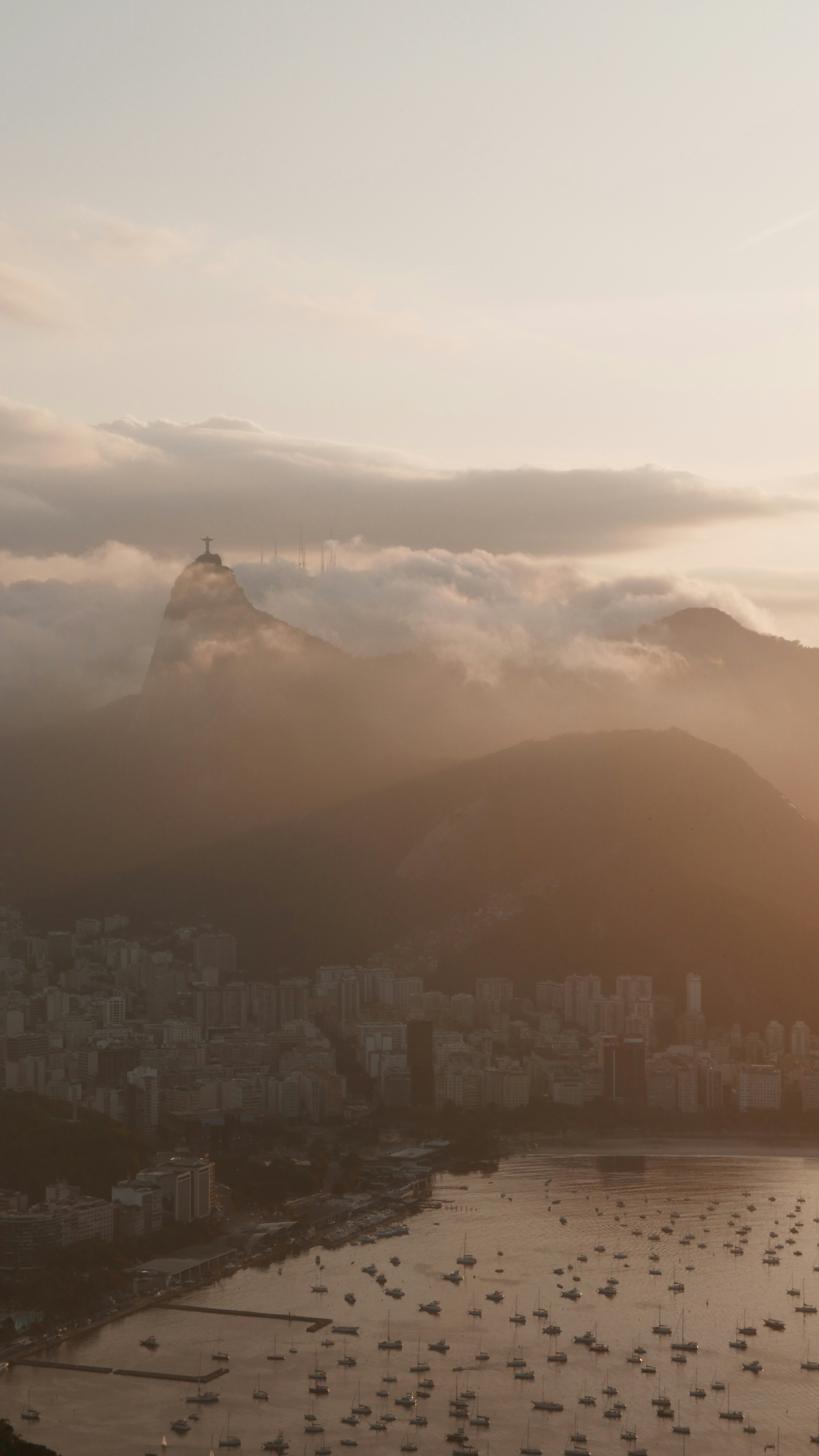 a city with a mountain in the background