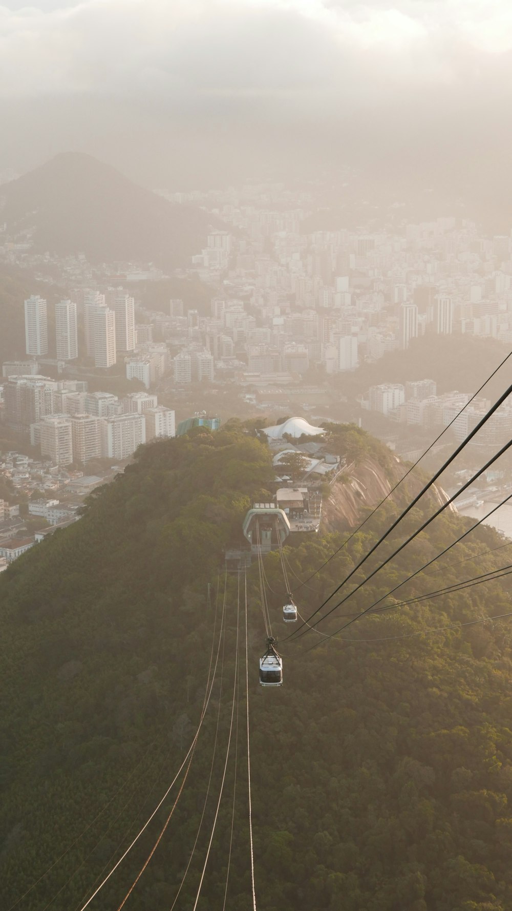 a city with a cable car