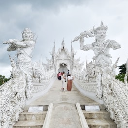 a group of people walking up stairs