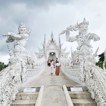 a group of people walking up stairs