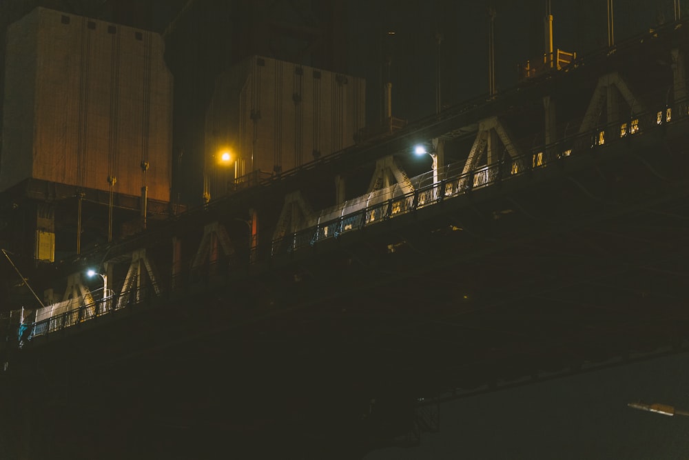 a bridge with lights at night