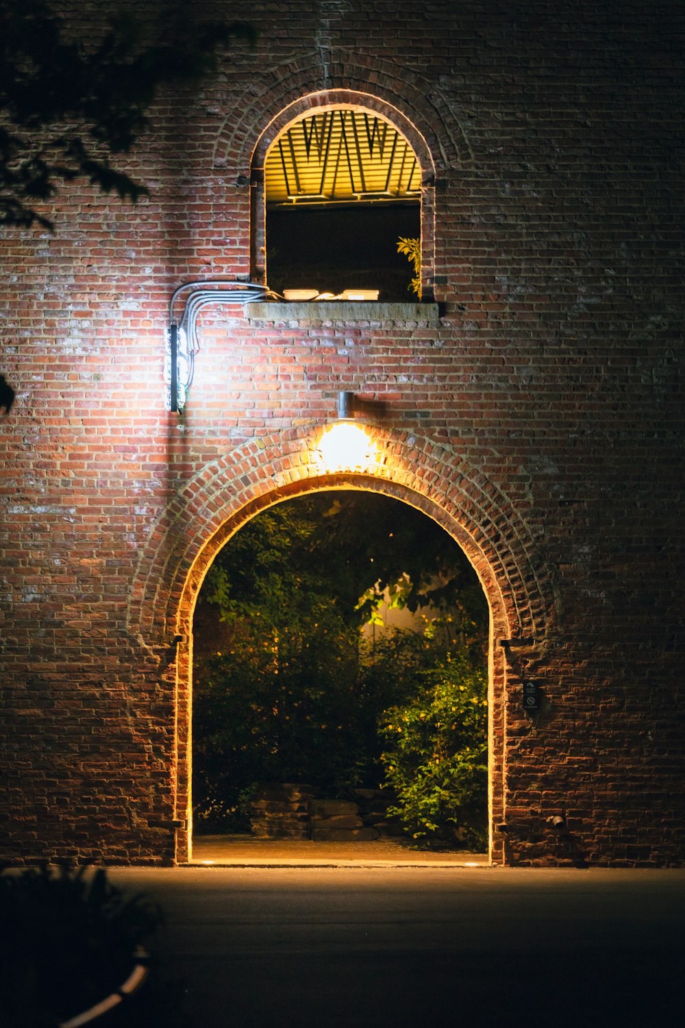 a brick building with a window