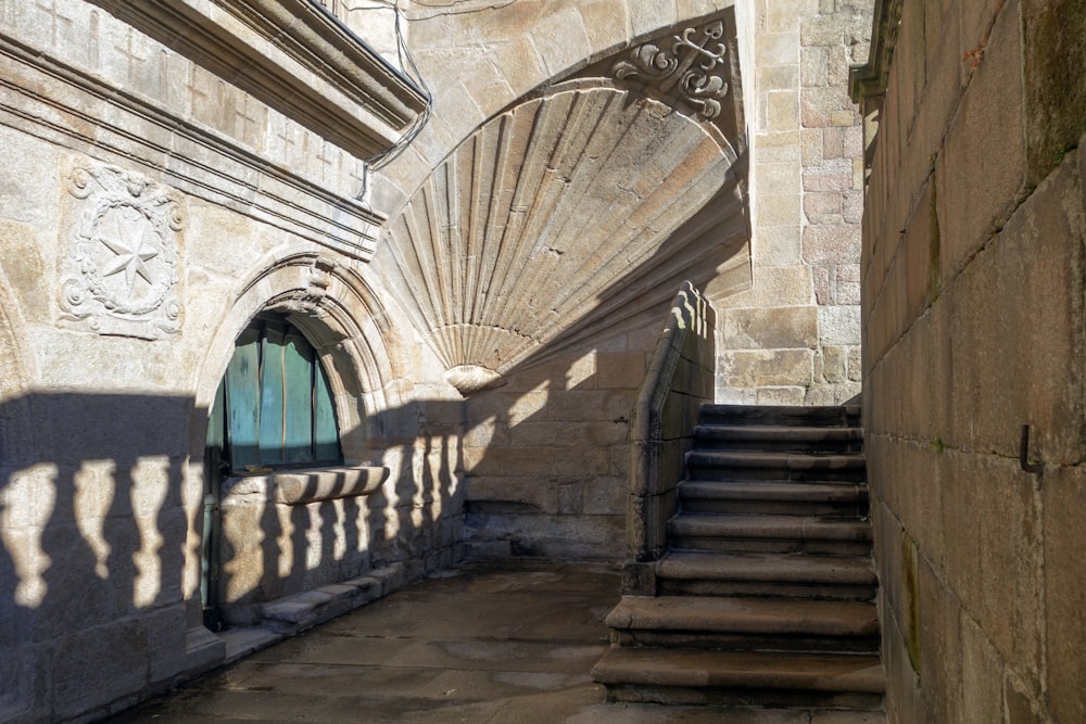 a stone building with a staircase