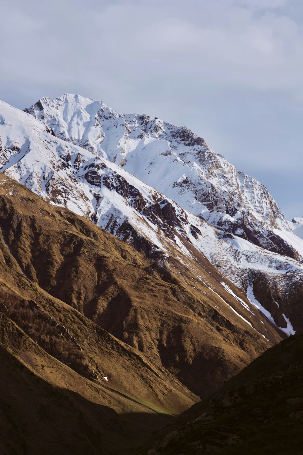 a mountain with snow