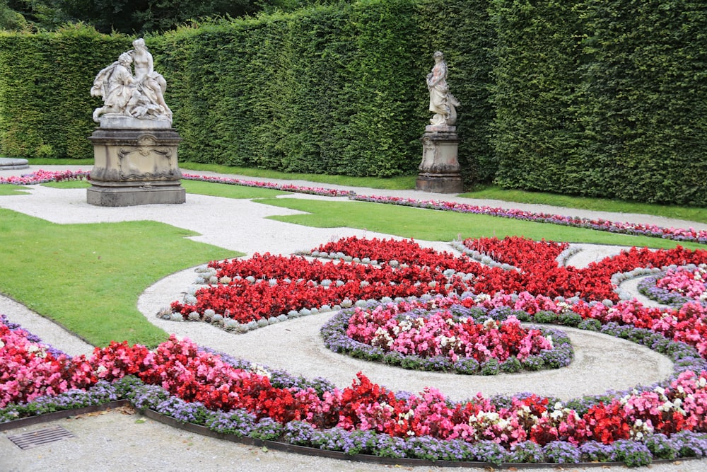 a statue in a garden