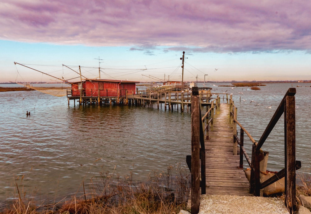 a dock leading to a building