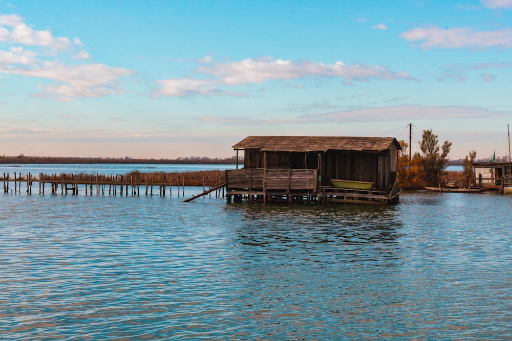 a dock with a building on it