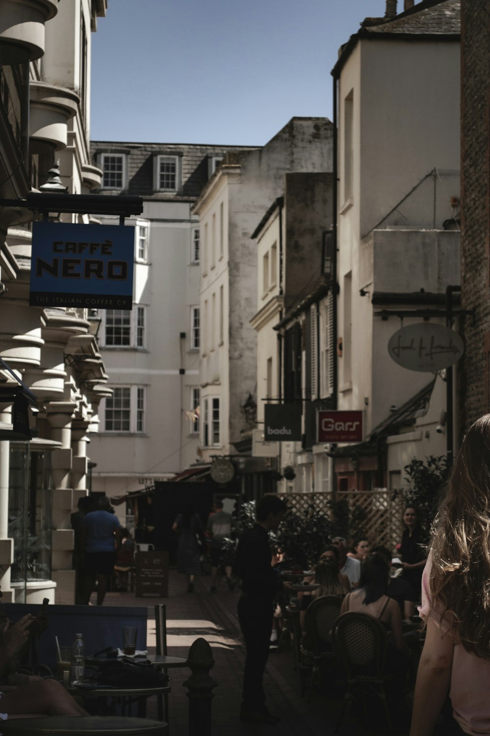 a busy street with people