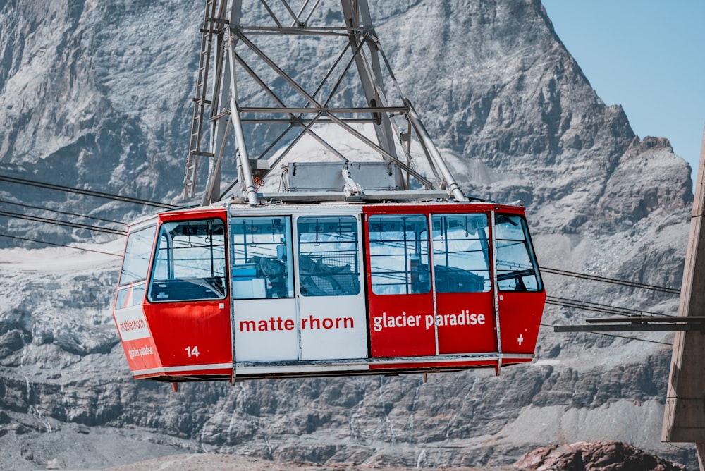 a cable car going up a mountain