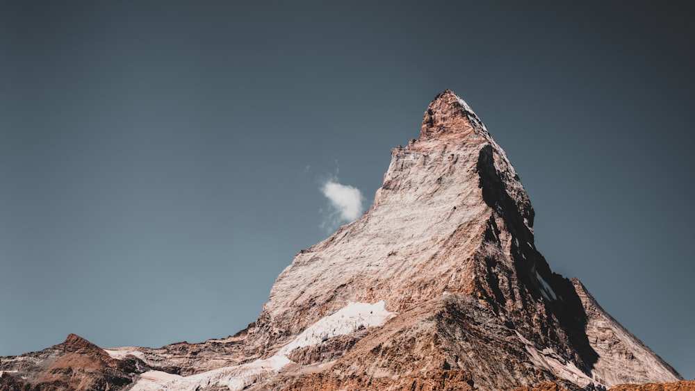 a mountain with snow