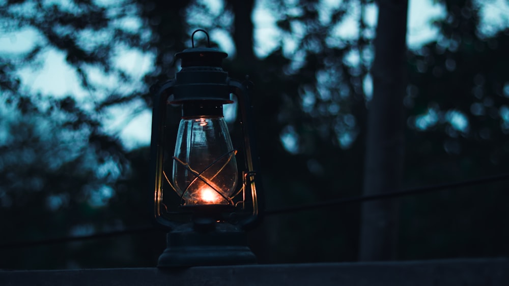 a lantern with a light inside
