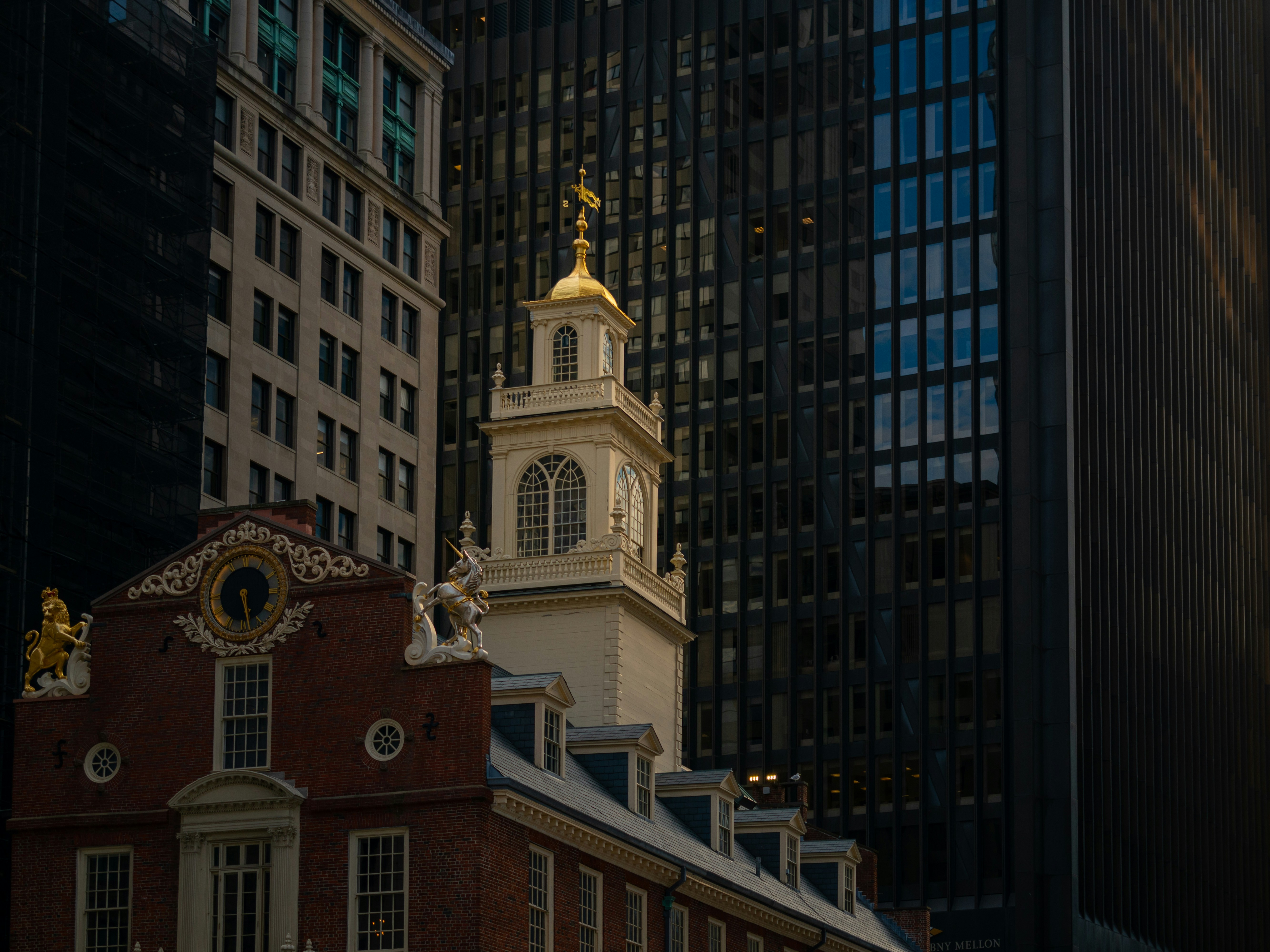 a clock tower in a city