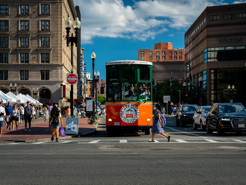 a double decker bus on the street