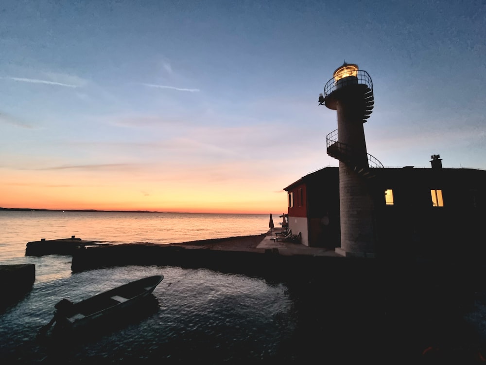 a lighthouse on a rocky shore