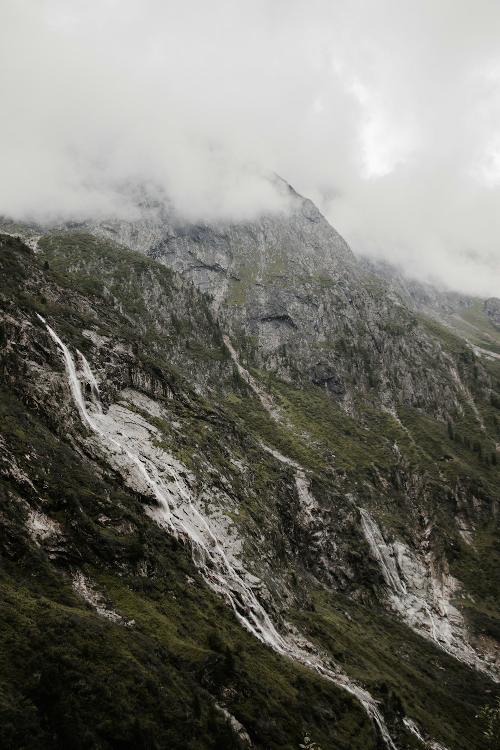 a mountain with snow