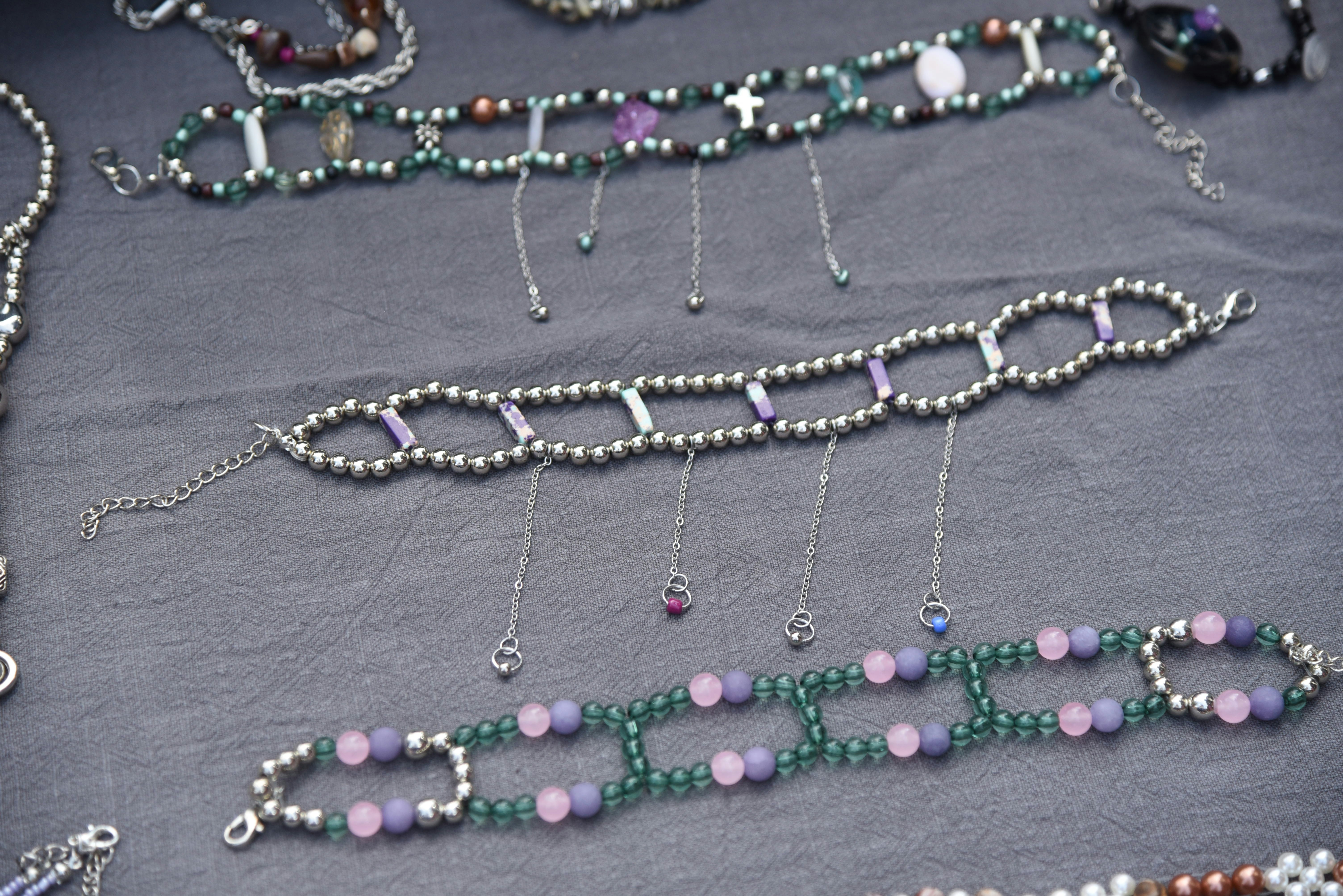 a necklace with beads