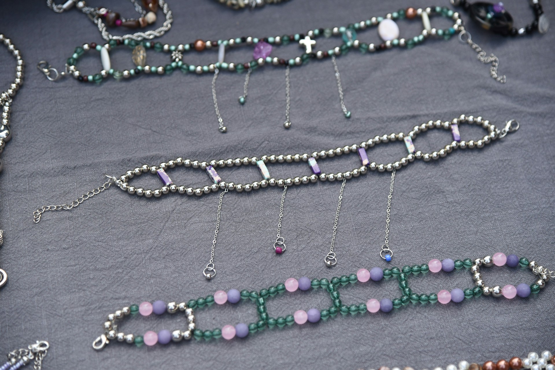 a necklace with beads