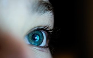 a close up of a person's eye