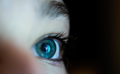 a close up of a person's eye