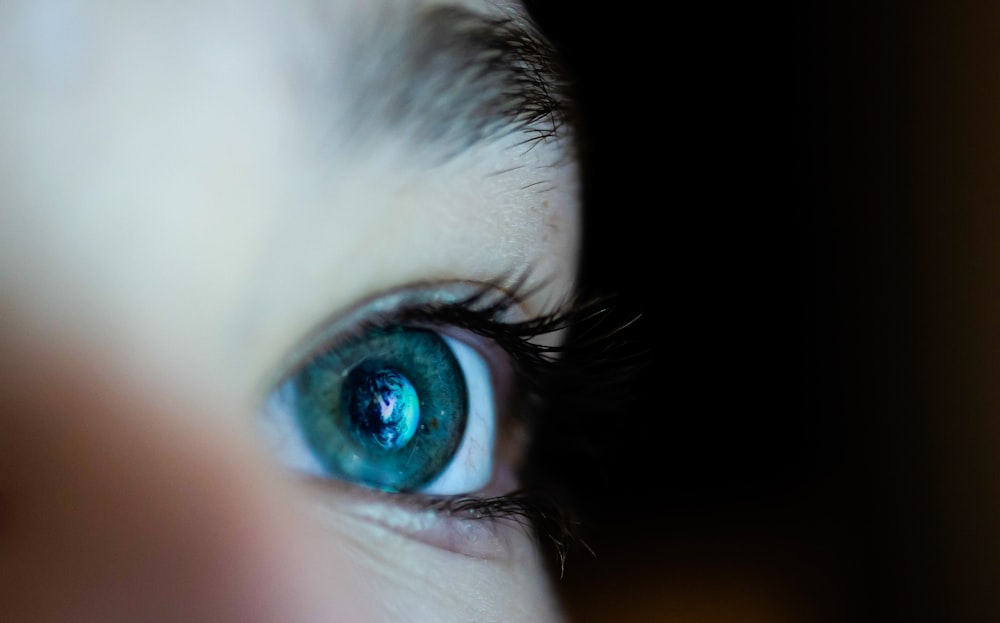 a close up of a person's eye